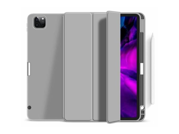 eSTUFF Miami - Tabletin kääntyvä suojus - polyuretaaninahka, termoplastinen polyuretaani (TPU), polykarbonaatti - harmaa, kirkas - 10,2" - Applen 1...
