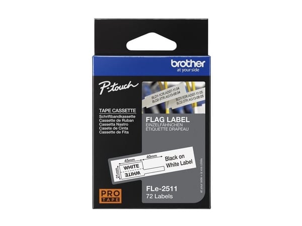 Brother FLe 2511 - Polyester - svart på hvitt - 21 x 45 mm 72 etikett(er) (1 rull(er) x 72 stanseskårne etiketter - for Brother PT-P950NW; P-Touch ...