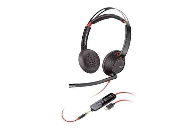 HP Poly Blackwire C5220 - Blackwire 5200 series - hodesett - on-ear - kablet - USB-C, 3,5 mm jakk - svart - Certified for Microsoft Teams, Certifie...
