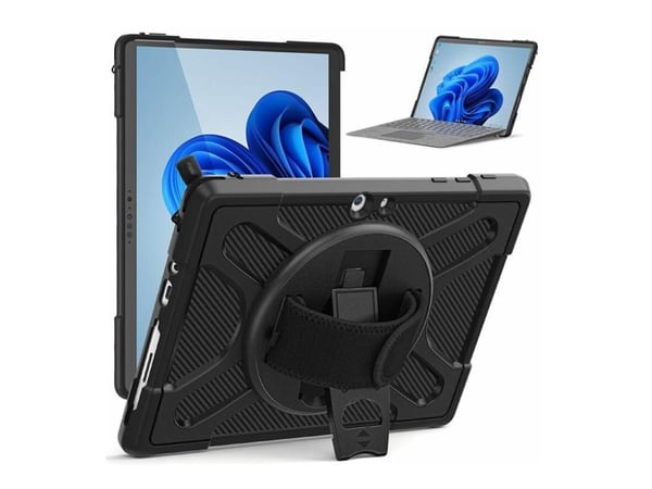 eSTUFF ATLANTA - Baksidedeksel for nettbrett - robust - termoplast-polyuretan (TPU), polykarbonat - svart - for Microsoft Surface Go, Go 2, Go 3, G...