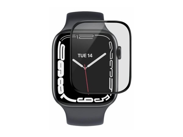 eSTUFF Titan Shield - Skjermbeskyttelse for smart armbåndsur - flexible, hybrid - glass - rammefarge svart - for Apple Watch Series 6, Series 7, Se...