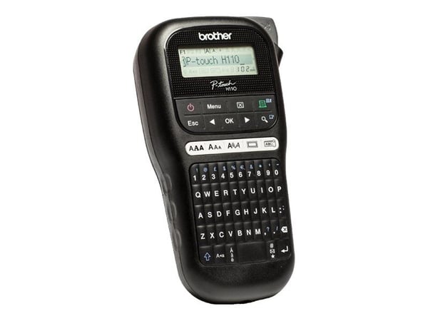 Brother P-Touch PT-H110 - Etikettikone - mustavalkoinen - lämpösiirto - rulla (1,2 cm) - 180 dpi - jopa 20 mm/sek - leikkuri - 2 tulostuslinjaa