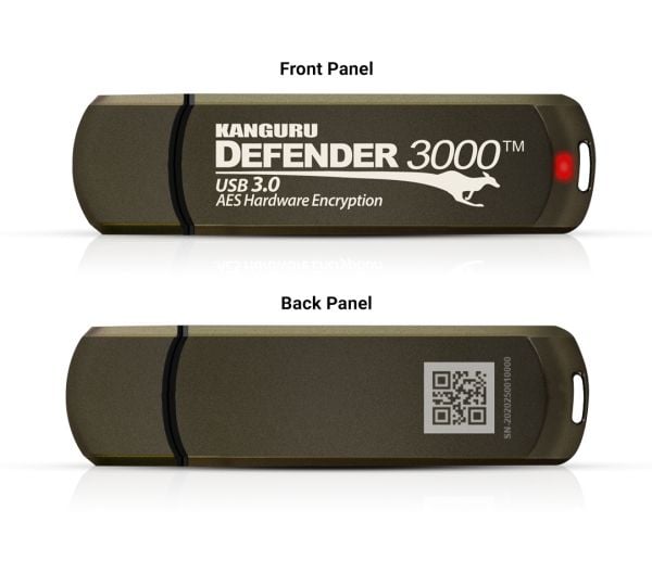 Kanguru Encrypted Defender 3000 - USB-flashstasjon - kryptert - FIPS 140-2 Level 3 - 64 GB - USB 3.2 Gen 1 - TAA-samsvar