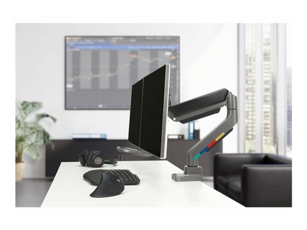 Kensington SmartFit - Monteringssett (tverrstang, håndtak, horisontal skinne) - justerbar arm - for 2 skjermer - gassfjær - aluminium, plastikk, st...