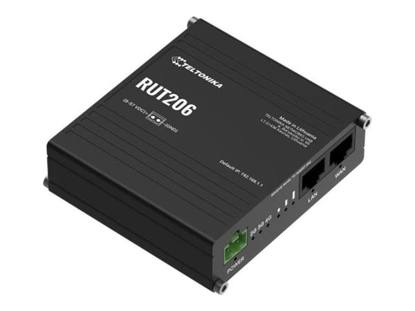 Teltonika RUT206 - Trådløs ruter - WWAN 2,4 GHz - 3G, 4G, 2G - DIN-skinnemonterbar, veggmonterbar, overflatemonterbar