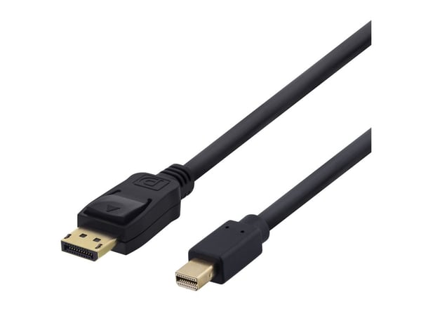 DELTACO - DisplayPort-kabel - Mini DisplayPort (hann) til DisplayPort (hann) - DisplayPort 1.2 - 2 m - 4 K 30 Hz (3840 x 2160) støtte, støtte for 1...