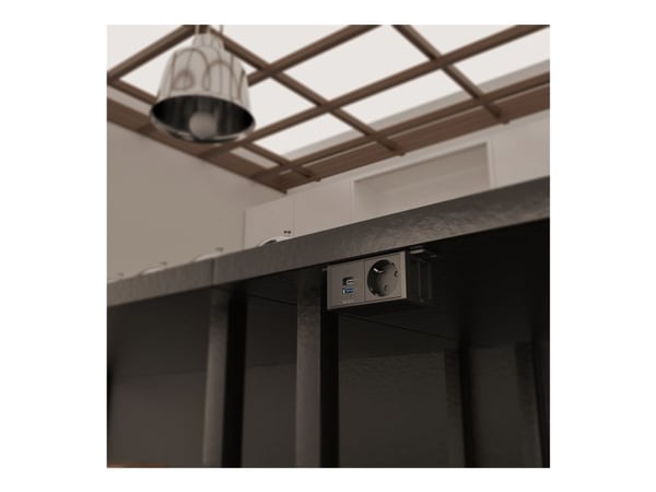 Pistorasia DELTACO OFFICE, työpöydän alle, kulma, 1x21W A+C USB-lataus, GST18-kaapeliliitin / GT-1101 / 1902243