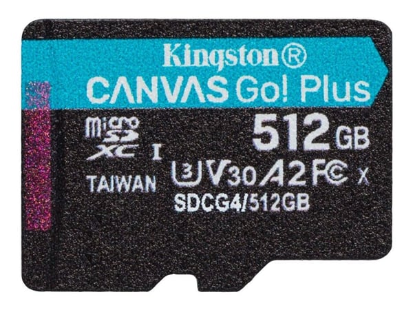 Kingston Canvas Go! Plus - Flashminnekort - 512 GB - A2 / Video Class V30 / UHS-I U3 / Class10 - microSDXC UHS-I