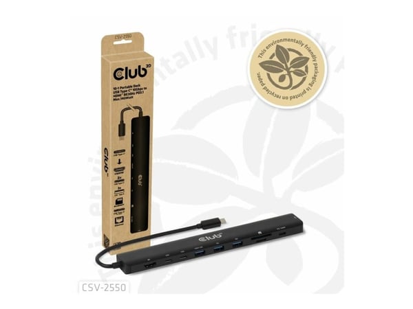 Club3D Portable Docking USB-C ->2xUSB-C/3xUSB-A/HDMI/SD 140W detaljhandel