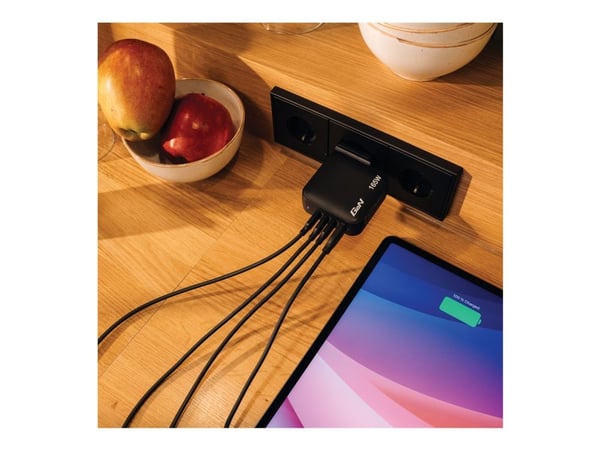 Verbatim - Strømadapter - GaN - 165 watt - 5 A - PD 3.0, PD/PPS, QC 4.0 - 4 utgangskontakter (3 x USB-C, USB)