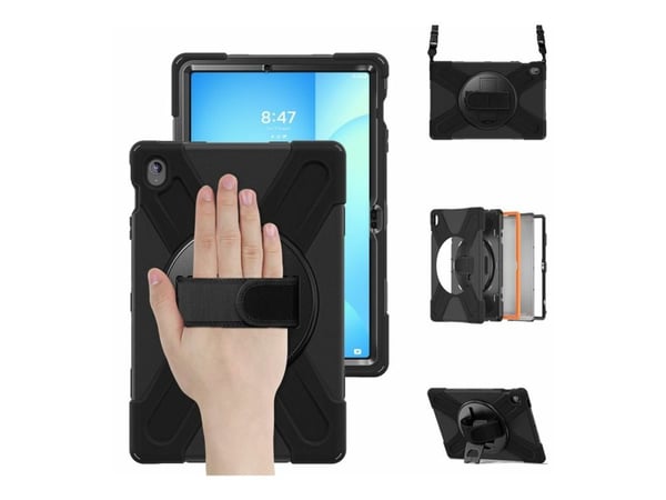 eSTUFF AUSTIN - Baksidedeksel for nettbrett - robust - without built-in screen protector - polykarbonat, silikon - svart - med skjermbeskytter - fo...
