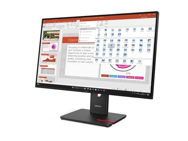 Lenovo ThinkVision T27-40 - LED-skjerm - 27" - 1920 x 1080 Full HD (1080p) @ 120 Hz - IPS - 300 cd/m² - 1500:1 - 4 ms - HDMI, VGA, DisplayPort - ek...
