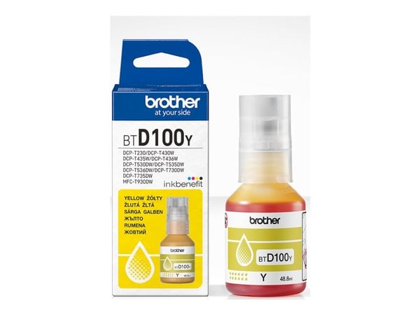 Brother BTD100Y, Alkuperäinen, Keltainen, Brother, MFC-T930DW, DCP-T830DW, DCP-T730DW, DCP-T530DW, DCP-T430W, DCP-T230, 5000 sivua, 48,8 ml