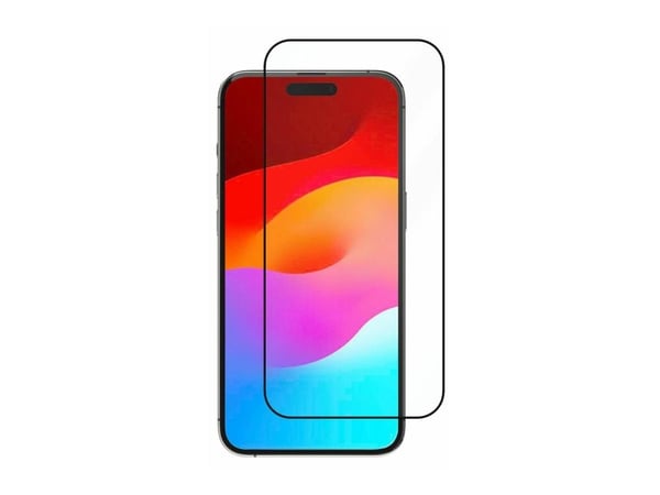 eSTUFF Titan Shield Infinite - Skjermbeskyttelse for mobiltelefon - full deksel - glass - rammefarge svart - for Apple iPhone 15 Plus