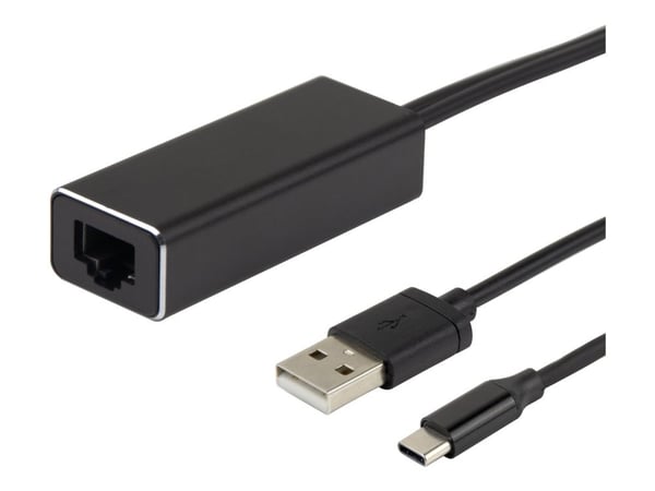 DELTACO USBC-CAST-ETH - Nettverksadapter - USB - 10/100 Ethernet - svart