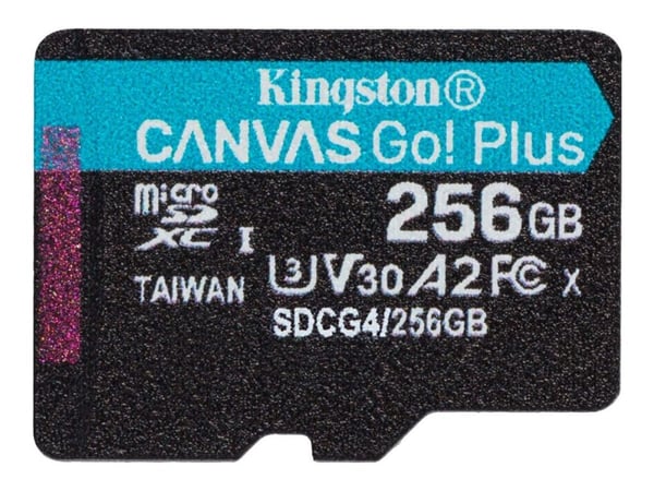 Kingston Canvas Go! Plus - Flashminnekort - 256 GB - A2 / Video Class V30 / UHS-I U3 / Class10 - microSDXC UHS-I