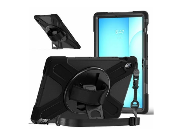 eSTUFF AUSTIN - Baksidedeksel for nettbrett - robust - without built-in screen protector - polykarbonat, silikon - svart - med skjermbeskytter - fo...