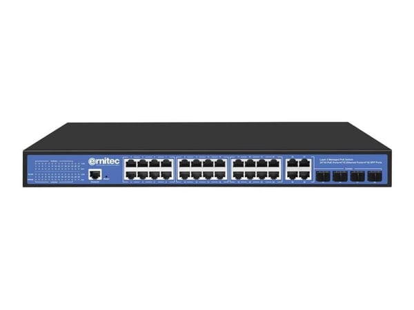 Ernitec - Switch - layer 2+ - Styrt - 24 x 10/100/1000 (PoE) + 4 x 10/100/1000 (opplink) + 4 x Gigabit SFP (opplink) - stasjonær, rackmonterbar - PoE