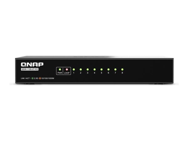 QNAP QSW-1108-8T-R2 - Switch - ikke-styrt - 8 x 10/100/1000/2.5G - stasjonær