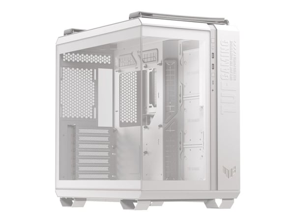 ASUS TUF Gaming GT502 Horizon - Mid tower spel - ATX - genomskinlig sidopanel (härdat glas) - ingen strömförsörjning - snövit - USB/ljud