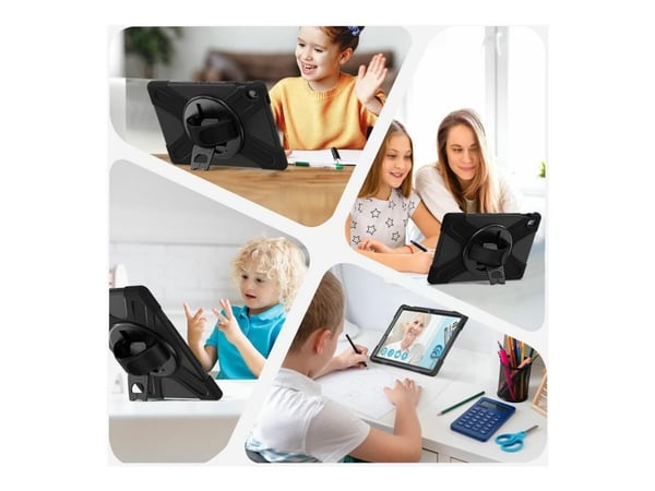 eSTUFF AUSTIN - Baksidedeksel for nettbrett - robust - without built-in screen protector - polykarbonat, silikon - svart - med skjermbeskytter - fo...