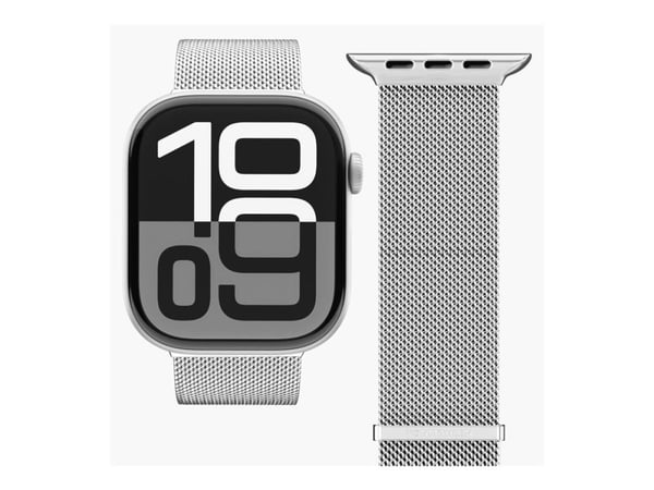 Vonmählen Milanese Loop 2 - Sløyfe for smart armbåndsur - 44/45/46/49 mm - sølv - for Apple Watch Hermès Series 9, SE 3, Series 10, Series 11, Seri...