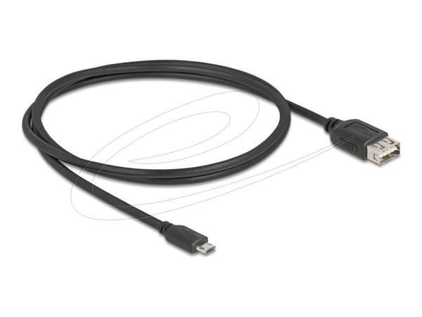 Delock - USB-kabel - Micro-USB type B (hann) reversibel til USB (hunn) reversibel - USB 2.0 - 1 m - easy USB - svart