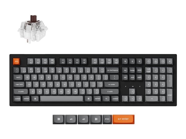 Keychron K10 Max - Tastatur - QMK, mekanisk - 100% - bakgrunnsbelyst - trådløs - Bluetooth 5.2, 2.4 GHz, USB-C - QWERTY - Nordisk - tastsvitsj: Key...