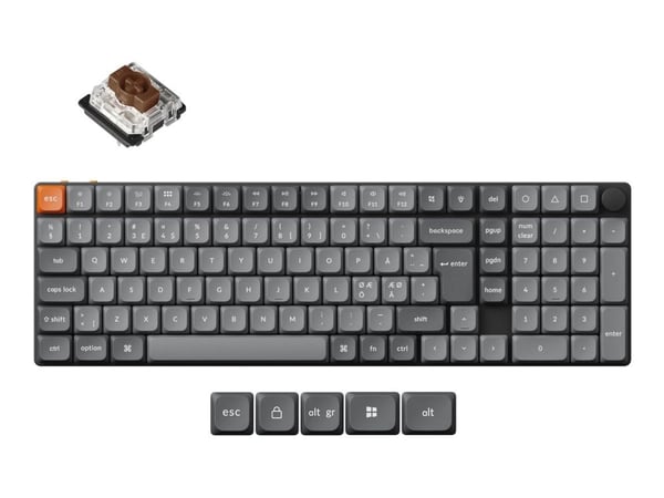 Keychron K17 Max - Tastatur - QMK , custom, mechanical - 96% - bakgrunnsbelyst - trådløs - 2.4 GHz, USB, Bluetooth 5.1 - QWERTY - Nordisk - tastsvi...