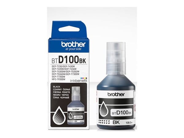 Brother BTD100BK - 108 ml - høykapasitets - svart - original - hengeboks - blekkrefill - for Brother DCP-T530DW, DCP-T730DW, MFC-T930DW