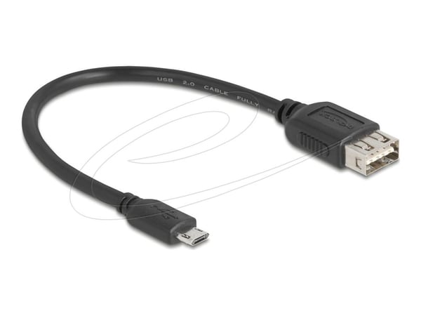 Delock - USB-kabel - Micro-USB type B (hann) reversibel til USB (hunn) reversibel - USB 2.0 - 20 cm - easy USB - svart