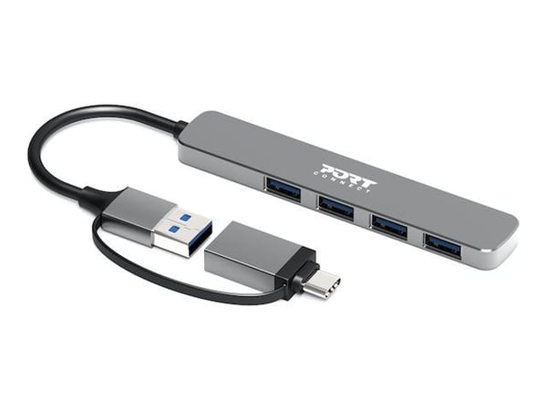 PORT Connect - Hubb - USB-C/USB-A - 4 x SuperSpeed USB 3.0 - skrivbordsmodell