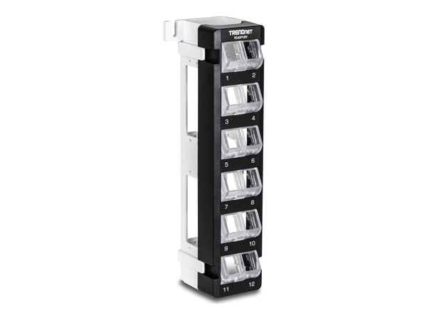 TRENDnet TC-KP12V - Pluggbord (blankt) (horisontal / vertikal) - angled, keystone - veggmonterbar - svart - 12 porter - TAA-samsvar