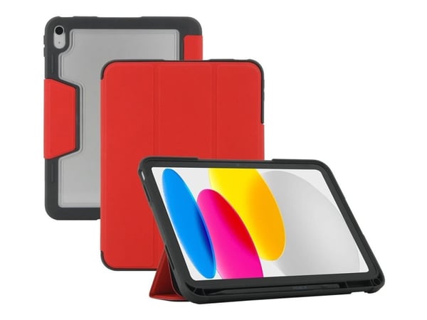 Mobilis - Lommebok for nettbrett - robust - med gjennomsiktig bakside og forsterkede hjørner - rød - 11" - for Apple 10.9-inch iPad Wi-Fi, Wi-Fi + ...