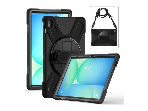 eSTUFF AUSTIN - Baksidedeksel for nettbrett - robust - without built-in screen protector - polykarbonat, silikon - svart - med skjermbeskytter - fo...