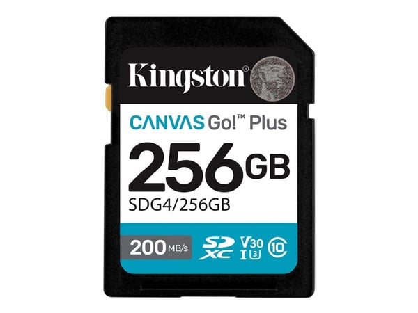 Kingston Canvas Go! Plus - Flashminnekort - 256 GB - Video Class V30 / UHS-I U3 / Class10 - SDXC UHS-I