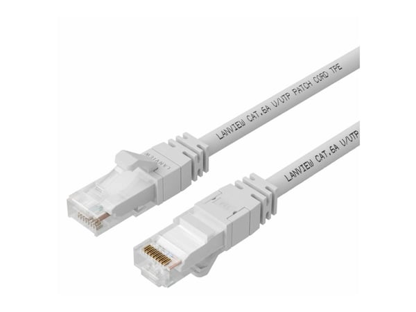 Lanview SmartClick - Nätverkskabel - RJ-45 (hane) till RJ-45 (hane) - 15 cm - 5 mm - S/FTP - CAT 6a - hakfri, hög flexibilitet - vit