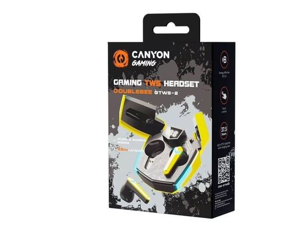 Canyon DoubleBee GTWS-2 - True wireless-hodetelefoner med mikrofon - i øret - Bluetooth - gul
