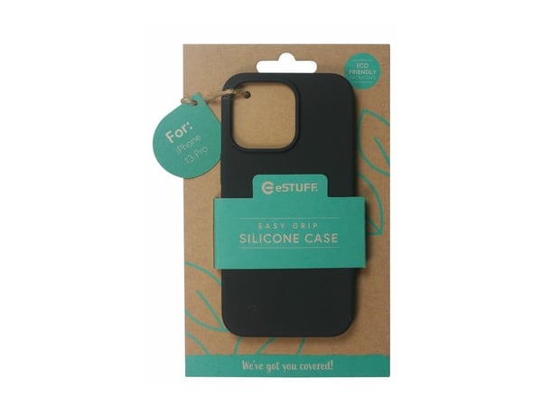 eSTUFF - Baksidedeksel for mobiltelefon - silikon - svart - for Apple iPhone 13 Pro