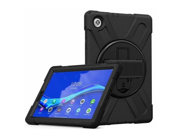 eSTUFF - Tabletin takakuori - silikoni, polykarbonaatti - musta - 11.5" - Lenovo Tab P11 ZA7R, ZA7S, ZA7X, ZA7Y, ZA82, ZA83, ZA82, ZA83 -tabletille