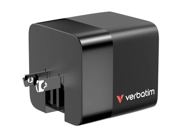 Verbatim - Strømadapter - GaN - 65 watt - 3.25 A - PD 3.0, QC 3.0 (2 x USB-C, USB) - svart