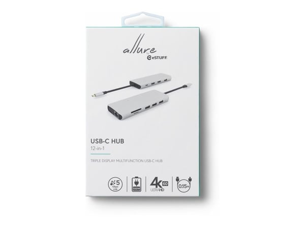 eSTUFF Single USB-C Dock - Dokkingstasjon - USB-C 3.2 Gen 1 - VGA, HDMI - 1GbE
