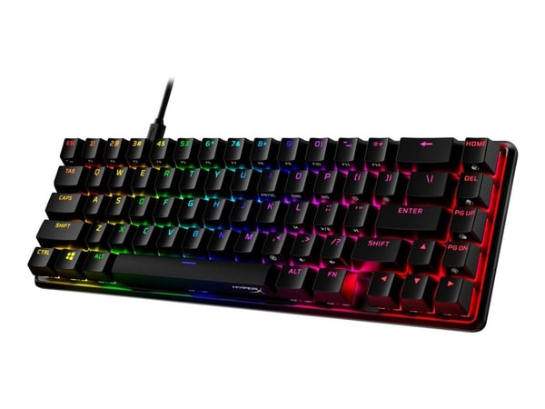 HyperX Alloy Origins 65 - Tangentbord - bakgrundsbelysning - USB-C - QWERTY - amerikansk - tangentbrytare: HyperX Aqua - svart