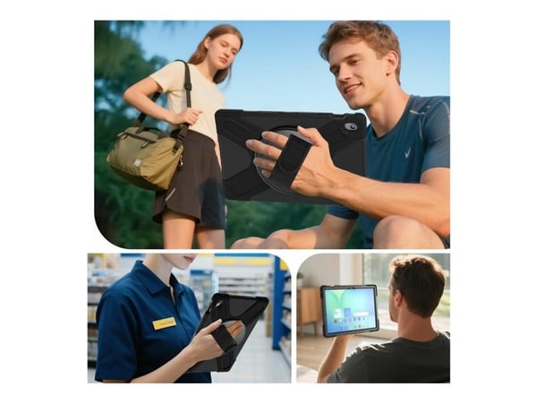 eSTUFF AUSTIN - Baksidedeksel for nettbrett - robust - without built-in screen protector - polykarbonat, silikon - svart - med skjermbeskytter - fo...