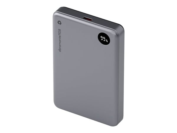 dbramante1928 re-charge - Strømbank - 10000 mAh - 38.5 Wh - 20 watt - 3 A - 2 utgangskontakter (magnetisk, 24 pin USB-C) - grå