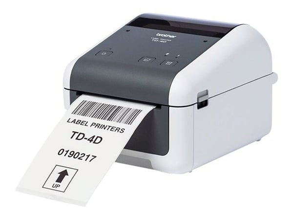 Brother TD-4210D - Etikettskriver - direktetermisk - Rull (11,8 cm) - 203 dpi - inntil 127 mm/sek - USB 2.0, seriell - hvit, grå
