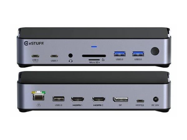 eSTUFF - Dokkingstasjon - USB-C - HDMI, DP - 1GbE - 150 watt
