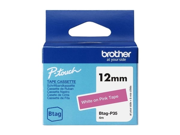 Brother BTAG-P35, Valkoinen pinkillä, Filippiinit, 5 vuosi/vuosia, Brother, P-touch PT-N10, PT-N20, PT-N25BT, 1,2 cm