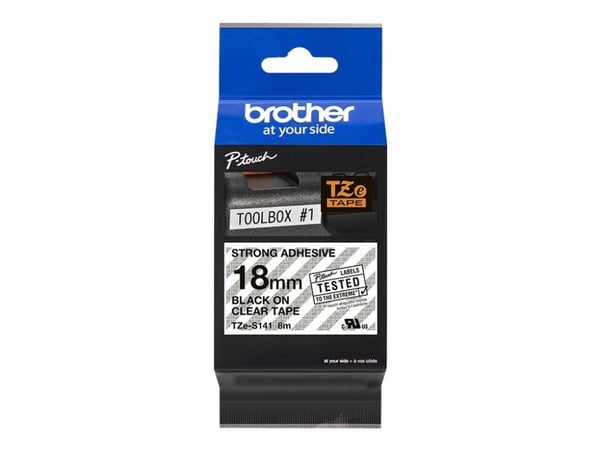 Brother TZe-S141 - sort på klar 18mm x 8m - ekstra stærkt klæbende