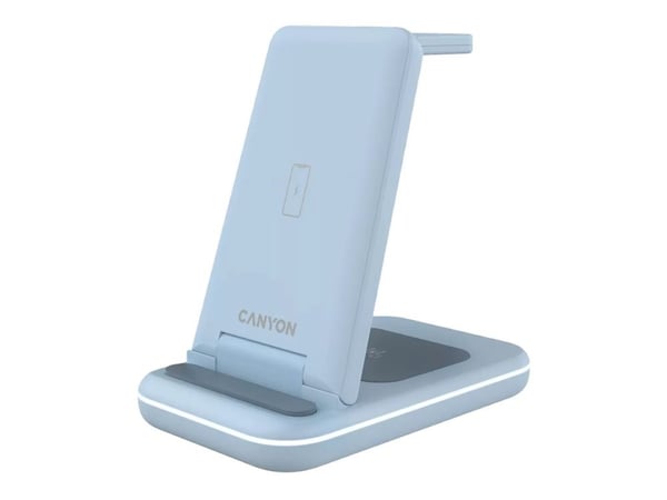 Canyon WS-304 - Trådløst ladestativ - 3-i-1 - 15 watt - 1.5 A - QC - blå